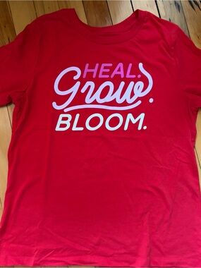 Legendary Roots brand Heal Grow Bloom Graphic Tee - Red with White Print